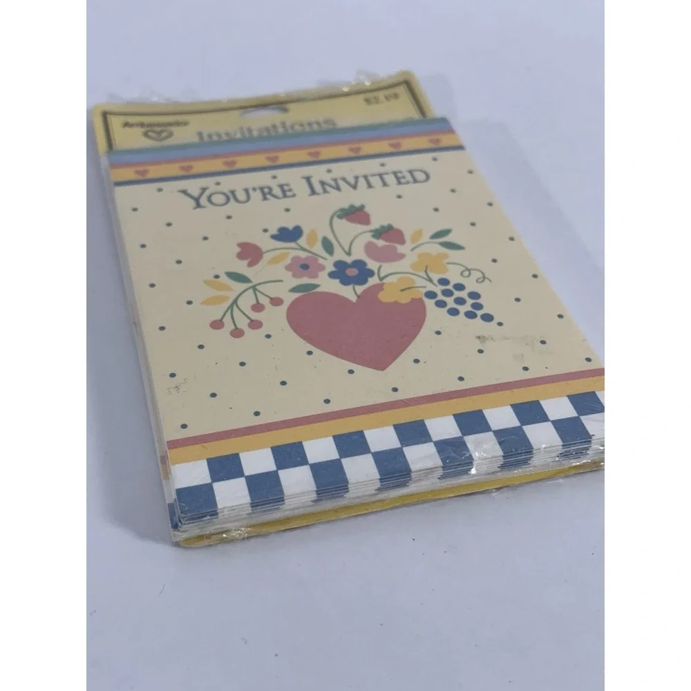 VTG NOS Hallmark Invitation Note Cards Cottage Core Hearts Floral 1980s